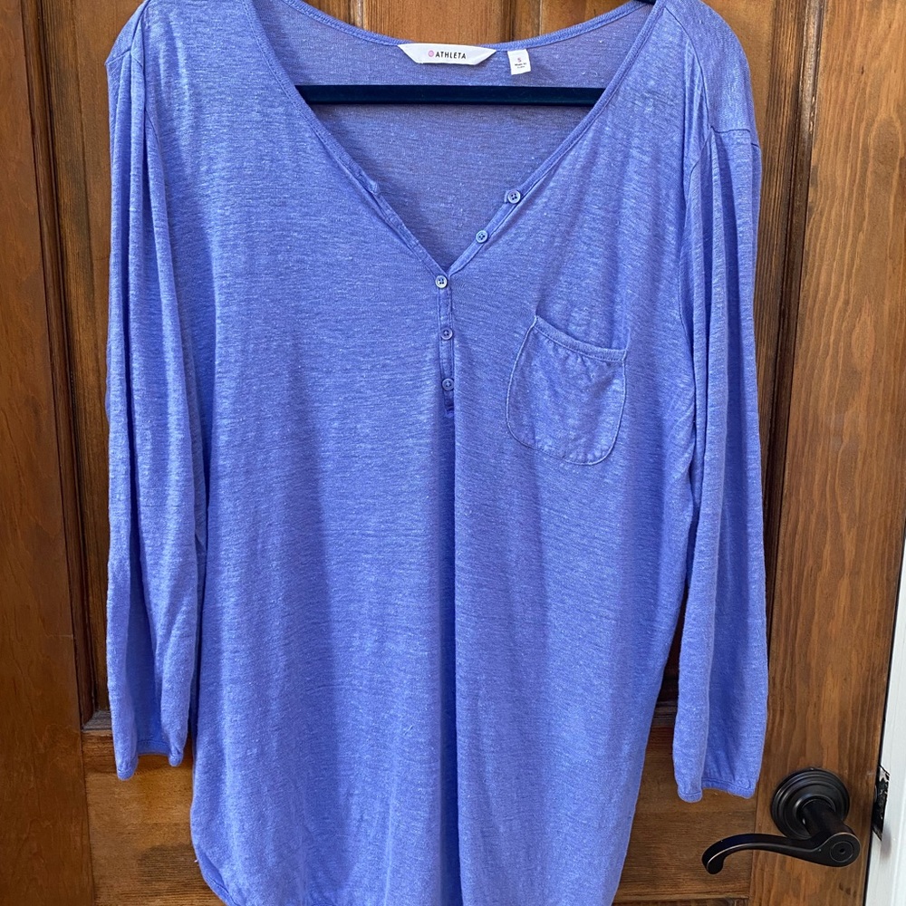 Athleta linen button Henley top size small
